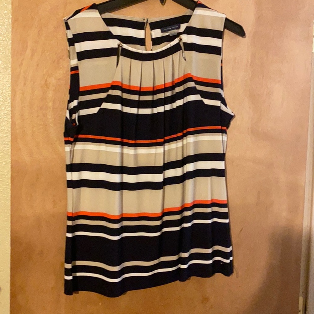Striped stretch shell with silver metal detail